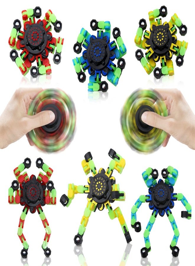 estardaa 8Pcs Fidget Spinners Glow in The Dark, Fingertip Gyro DIY Deformable Robot Funny Sensory Fidget Toys Decompression Spinner Birthday Gifts Classroom Prizes Party Favors for Kids Adults - Image 4